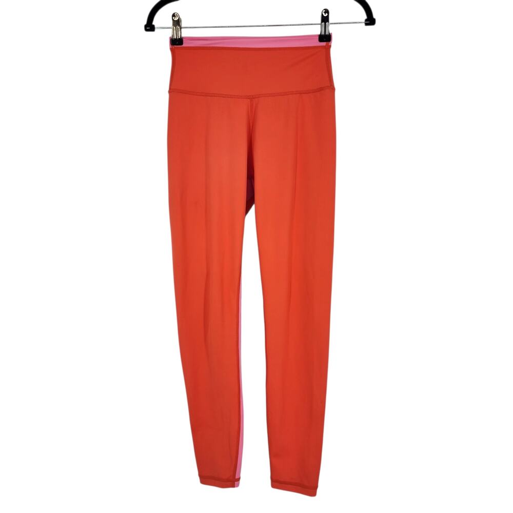 Wilo The Label Orange & Pink Colorblock Stripe High Rise 7/8 Leggings Size S